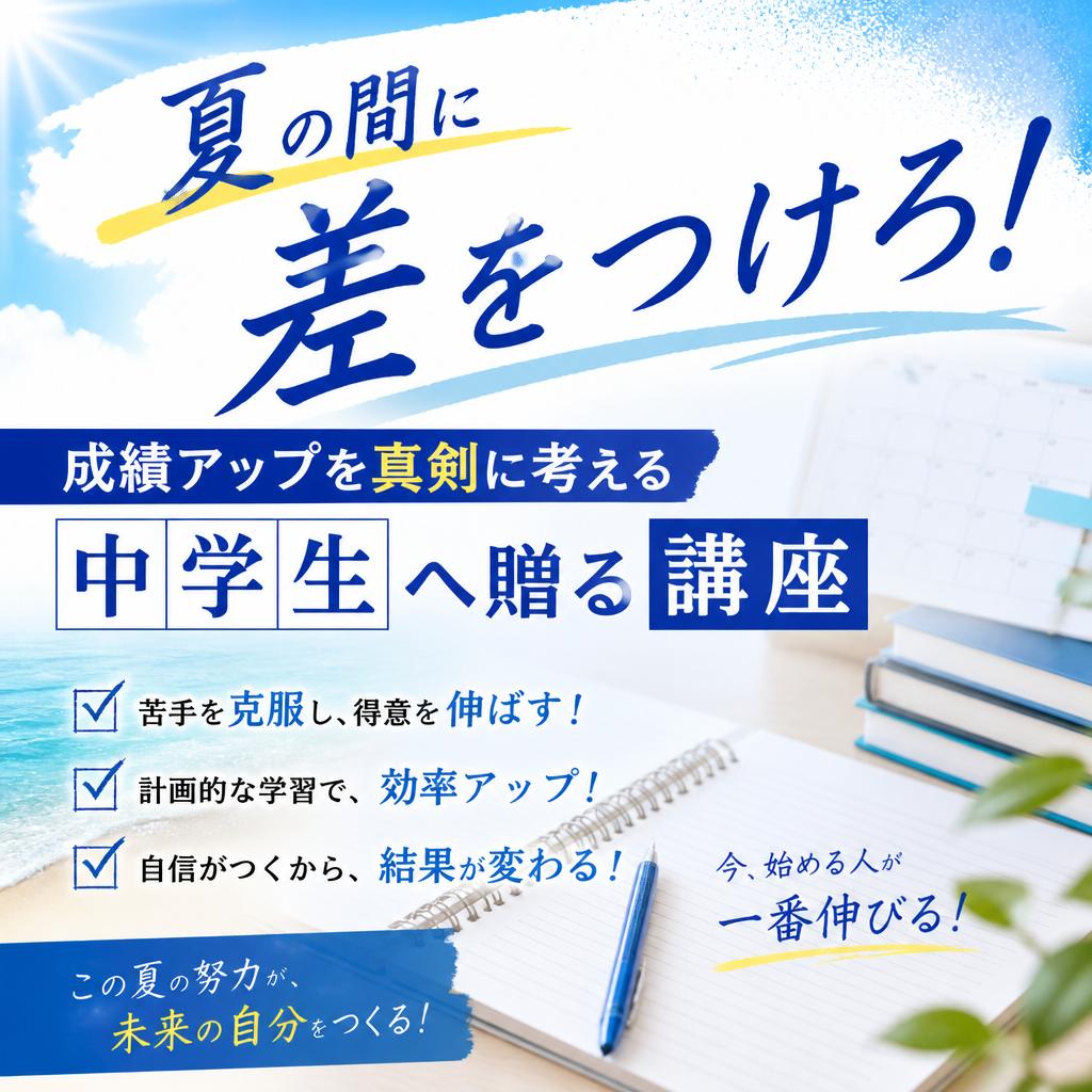 夏の間に差をつけろ！成績アップを真剣に考える中学生へ贈る講座 | 地域密着の親身な塾ならDr.関塾 板橋本町駅東校